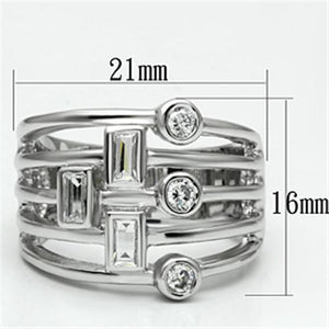 3W271 - Brass Ring Rhodium Women AAA Grade CZ Clear