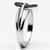 3W277 - Brass Ring Rhodium + Ruthenium Women AAA Grade CZ Black Diamond