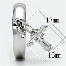 3W283 - Brass Ring Rhodium Women AAA Grade CZ Clear