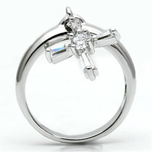 3W283 - Brass Ring Rhodium Women AAA Grade CZ Clear