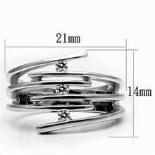 3W285 - Brass Ring Rhodium Women AAA Grade CZ Clear