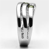 3W289 - Brass Ring Rhodium Women AAA Grade CZ Olivine color