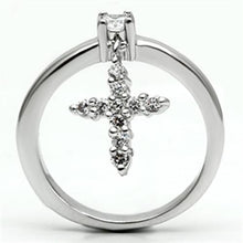 3W293 - Brass Ring Rhodium Women AAA Grade CZ Clear