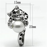 3W297 - Brass Ring Rhodium Women Synthetic White