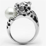 3W297 - Brass Ring Rhodium Women Synthetic White