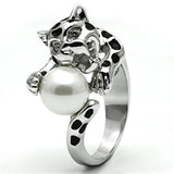 3W297 - Brass Ring Rhodium Women Synthetic White