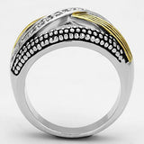 3W305 - Brass Ring Reverse Two-Tone Women AAA Grade CZ Clear