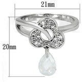 3W312 - Brass Ring Rhodium Women AAA Grade CZ Clear