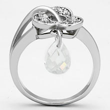 3W312 - Brass Ring Rhodium Women AAA Grade CZ Clear