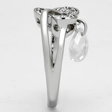 3W312 - Brass Ring Rhodium Women AAA Grade CZ Clear