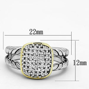 3W322 - Brass Ring Reverse Two-Tone Women AAA Grade CZ Clear