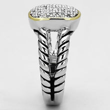3W322 - Brass Ring Reverse Two-Tone Women AAA Grade CZ Clear