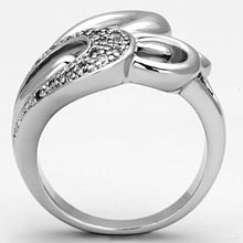 3W325 - Brass Ring Rhodium Women AAA Grade CZ Clear