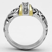3W327 - Brass Ring Reverse Two-Tone Women Top Grade Crystal Clear