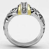 3W327 - Brass Ring Reverse Two-Tone Women Top Grade Crystal Clear