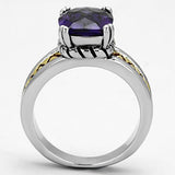 3W331 - Brass Ring Reverse Two-Tone Women AAA Grade CZ Amethyst