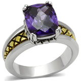 3W331 - Brass Ring Reverse Two-Tone Women AAA Grade CZ Amethyst