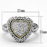 3W333 - Brass Ring Reverse Two-Tone Women AAA Grade CZ Clear