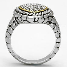 3W333 - Brass Ring Reverse Two-Tone Women AAA Grade CZ Clear