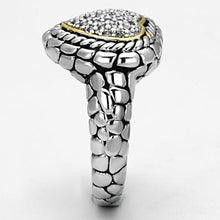3W333 - Brass Ring Reverse Two-Tone Women AAA Grade CZ Clear