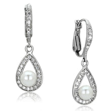 3W344 - Brass Earrings Rhodium Women Synthetic White