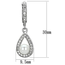 3W344 - Brass Earrings Rhodium Women Synthetic White