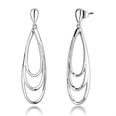 3W349 - Brass Earrings Rhodium Women No Stone No Stone