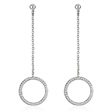 3W364 - Brass Earrings Rhodium Women AAA Grade CZ Clear