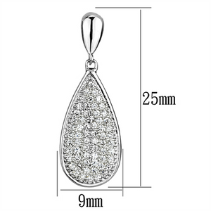 3W380 - Brass Earrings Rhodium Women AAA Grade CZ Clear