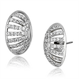 3W393 - Brass Earrings Rhodium Women AAA Grade CZ Clear