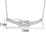 3W406 - Brass Necklace Rhodium Women Top Grade Crystal Clear