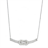 3W406 - Brass Necklace Rhodium Women Top Grade Crystal Clear