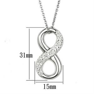 3W407 - Brass Necklace Rhodium Women Top Grade Crystal Clear