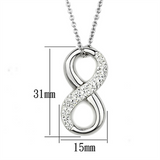 3W407 - Brass Necklace Rhodium Women Top Grade Crystal Clear