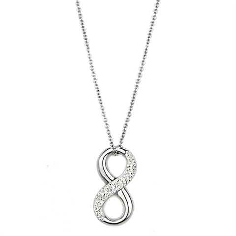 3W407 - Brass Necklace Rhodium Women Top Grade Crystal Clear