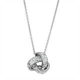 3W408 - Brass Necklace Rhodium Women Top Grade Crystal Clear