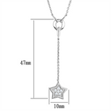 3W426 - Brass Necklace Rhodium Women AAA Grade CZ Clear