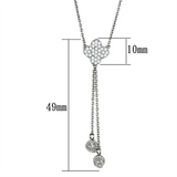 3W427 - Brass Necklace Rhodium Women AAA Grade CZ Clear