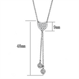 3W428 - Brass Necklace Rhodium Women AAA Grade CZ Clear