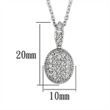 3W432 - Brass Necklace Rhodium Women AAA Grade CZ Clear
