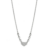 3W433 - Brass Necklace Rhodium Women AAA Grade CZ Clear