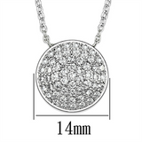 3W436 - Brass Necklace Rhodium Women AAA Grade CZ Clear