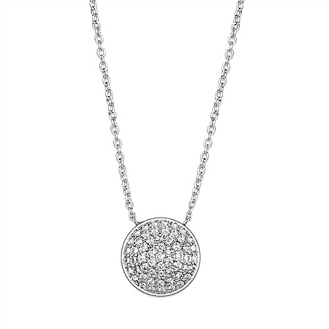 3W436 - Rhodium Brass Necklace with AAA Grade CZ  in Clear