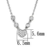3W449 - Brass Necklace Rhodium Women AAA Grade CZ Clear