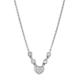 3W449 - Rhodium Brass Necklace with AAA Grade CZ  in Clear