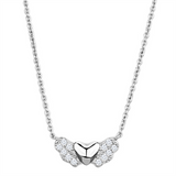 3W451 - Rhodium Brass Necklace with AAA Grade CZ  in Clear