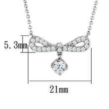 3W452 - Rhodium Brass Necklace with AAA Grade CZ  in Clear