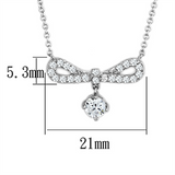3W452 - Rhodium Brass Necklace with AAA Grade CZ  in Clear