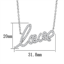 3W453 - Brass Necklace Rhodium Women AAA Grade CZ Clear