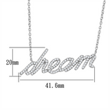 3W455 - Brass Necklace Rhodium Women AAA Grade CZ Clear